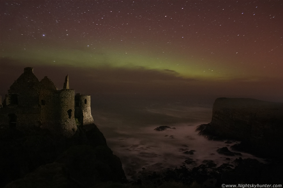 Aurora Borealis over Dunluce Castle, Antrim Coast, N. Ireland