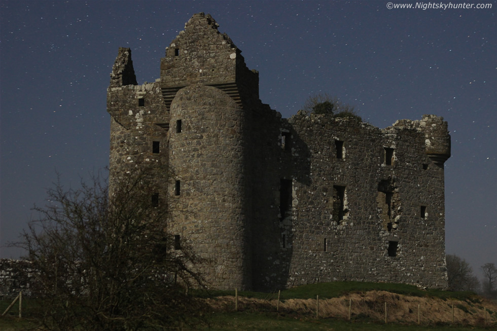 Monea Castle In Moonlight