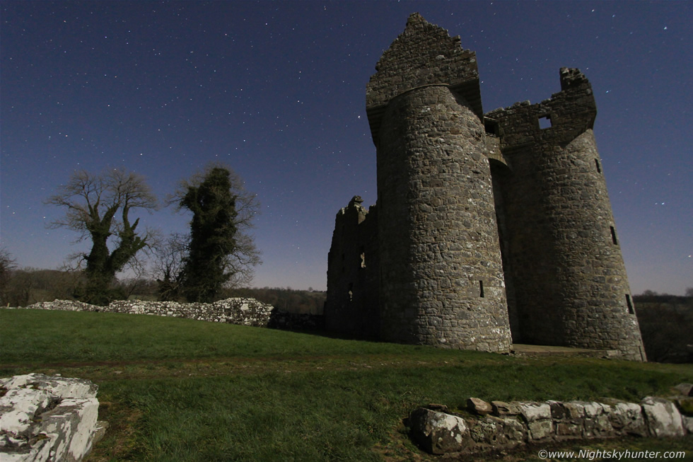 Monea Castle In Moonlight