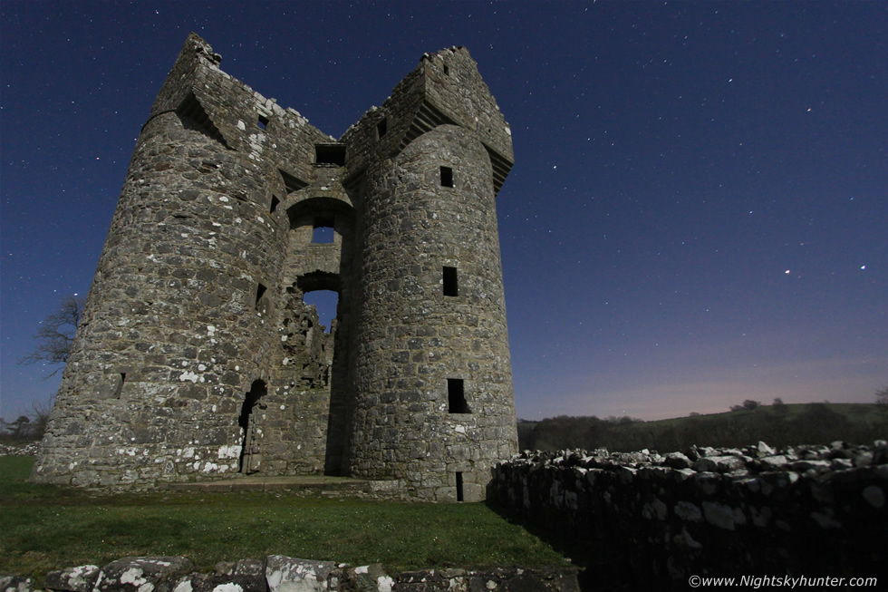 Monea Castle In Moonlight