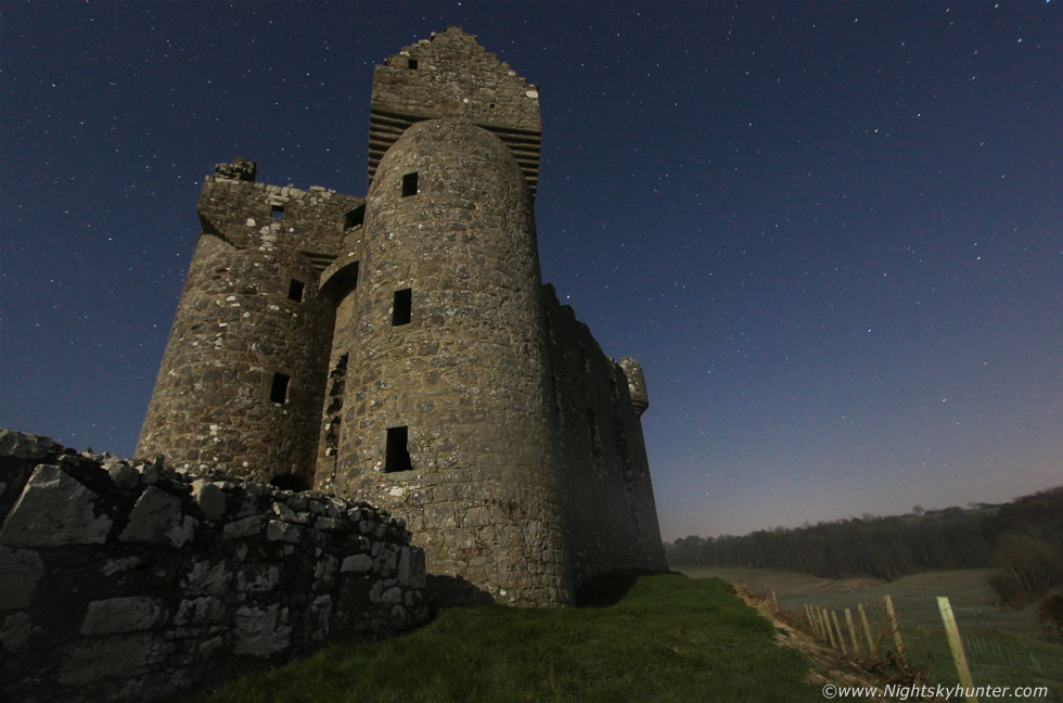 Monea Castle In Moonlight