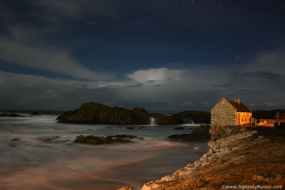 Ballintoy Harbour Moonlit Lightning